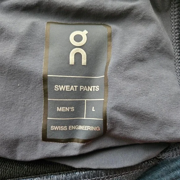 On Running Mens Sweat Pants Navy Blue Heather Ribbed Knee Joggers Large - Picture 6 of 8